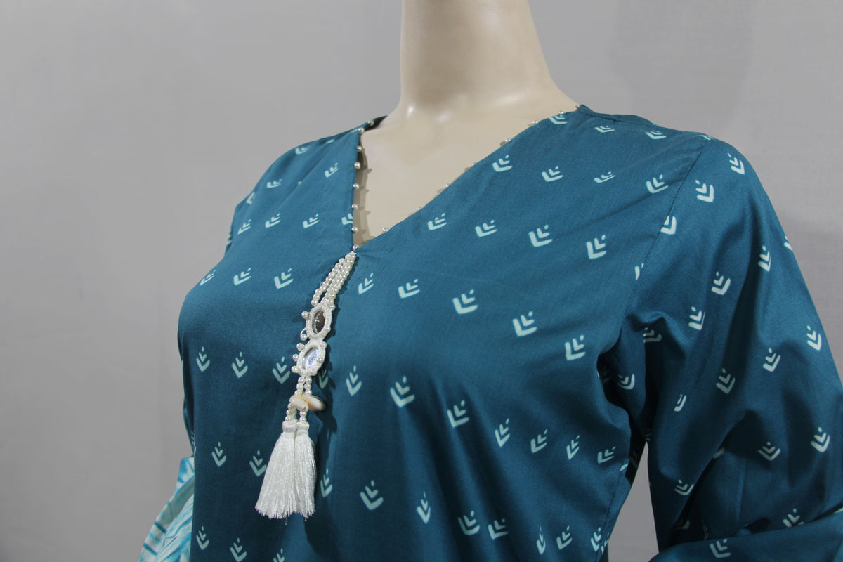 Zeb e Gul – Mauj-e-Firoza | Ombre Shibori-Print Lawn 2-Piece Suit